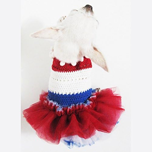 Тони Андријанто патриотски миленичиња фустан црвено бело сино куче Туту рачно изработено 16F