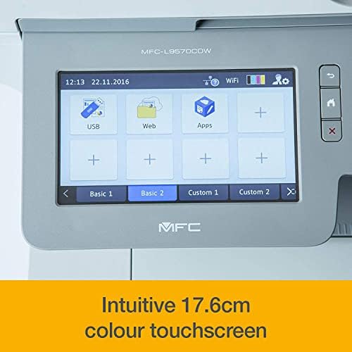 Brother Color MFC-L9570CDW All-in-One Безжичен деловен ласерски печатач, бел-печатење копирање на копирање факс-7 екран на допир, 33 ppm,