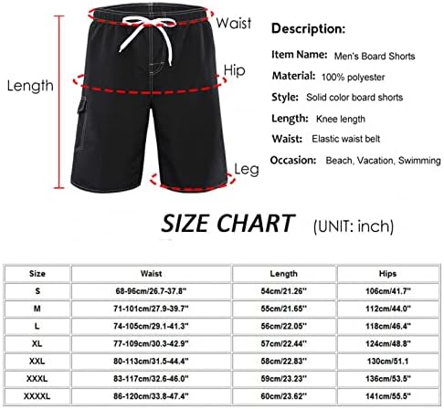 Niuqi Mens Solid Color Color Shorts Topstittitting Брзо суво плажа табла кратки панталони со мулти-џеб