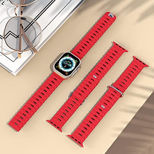 5 пакувања океански опсег компатибилен со Apple Watch Ultra Band 49mm 45mm 44mm 42mm 41mm 40mm 38mm мажи, мека силиконска спортска лента