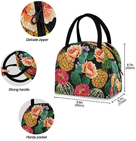 Изолирана торба За ручек Жени-Цветни Летни Тропски Цвеќиња Големи Кутии За Ручек Отпорни на Истекување со ремени за рамо За работно Училиште