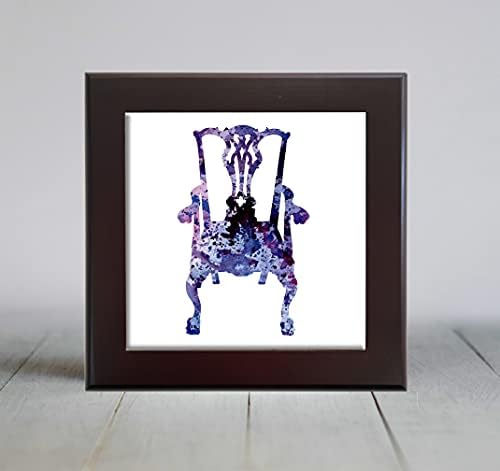 Виолетова Апстрактна Гроздобер Стол II Акварел Уметност Декоративна Плочка