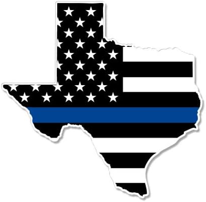 GT Graphics Texas Think Blue Line Поддршка Полиција - Винил налепница водоотпорна декларација