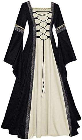 Женски подот Гроздобер Косплеј Готски фустан женски фустан жени туники фустани средновековен костум викторијански црно