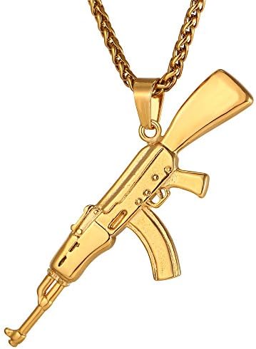 U7 машки панк хип хоп приврзоци од не'рѓосувачки челик 18K злато позлатено персонализиран AK47/ICED/ножици/череп M9 ѓердани со приврзоци со 22 инчи ланец