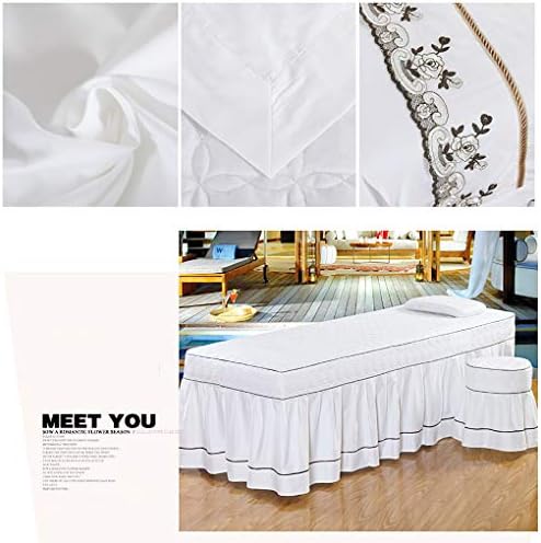 Луксузни комплети за маса за масажа со чипка, памук мека убавина за кревет за кревет со постелнина со постелнина за одмор за одмор, постелнина-бела