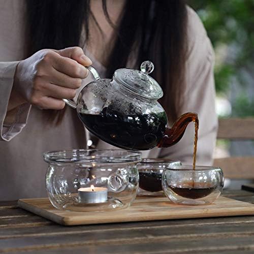 Cnglass 20.3oz стаклен чајник со шпорет безбеден и стаклен чај потопол