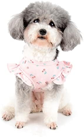 Кошули со кучиња со рани за мали кучиња девојки меки памучни летни маици за дишење кученца елек облека симпатична цреша печатена