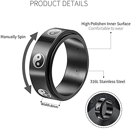 Елиунг не'рѓосувачки челик fidget rings rings Spinner Rings For Women Mens Fidget Rings for Angistence олеснување на стресот прстен