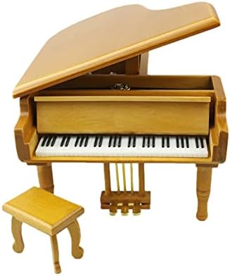 Tfiiexfl дрвен гранд Еднаш, во декемвриска музичка кутија во форма на пијано со мали столчиња за креативен роденден за роденден за Денот