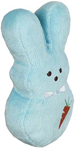 Peeps For Pets Bunny 6 инчи сино фустанче за играчка за буни кучиња | Играчка за џвакање на кучиња од морков за сите кучиња | Мала