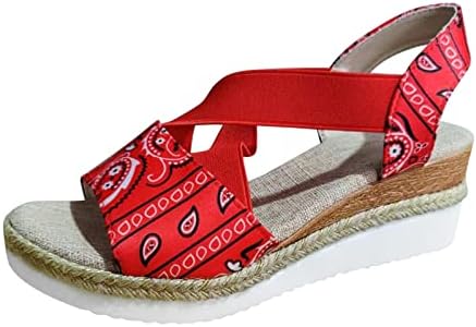 Летни сандали за жени удобни удобни блок -потпетици каиш каиш Бохо плажа сандали кои шетаат чевли за пешачење