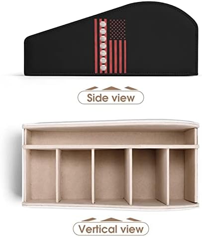 Држач за далечински управувач со знаме на САД во САД со 6 оддели PU кожа далечински организатор кутија за складирање за домашна канцеларија