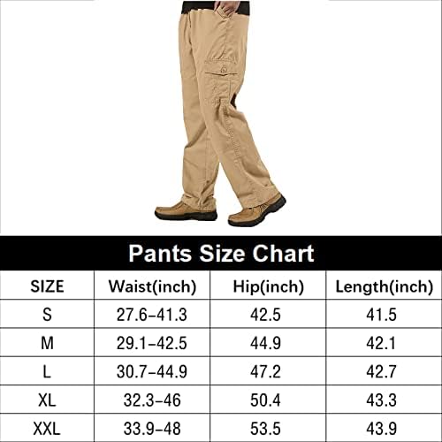 Wzikai Mens Cargo Pants Еластични џогери на половината за мажите тренингот џемпери обични долги панталони