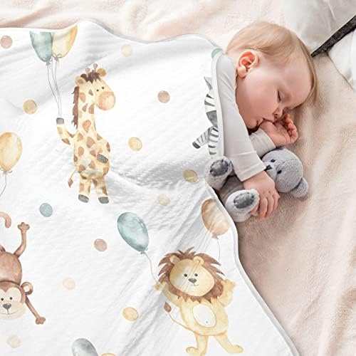 Swaddle Clain Lion Zebra Giraffe Monkey Balloon Памучно ќебе за новороденчиња, примање ќебе, лесен меко залепено ќебе за креветчето,
