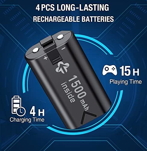 Пакет Батерии На Полнење За Xbox One Xbox Серија X|S Контролер Батерија Пакет, Полнач За Xbox One Додатоци За Батерии На Полнење со 4x1500