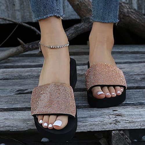 Апфард модни жени летни цврсти клинови дишејќи се на отворени пети сандали удобни чевли за плажа папучи класични