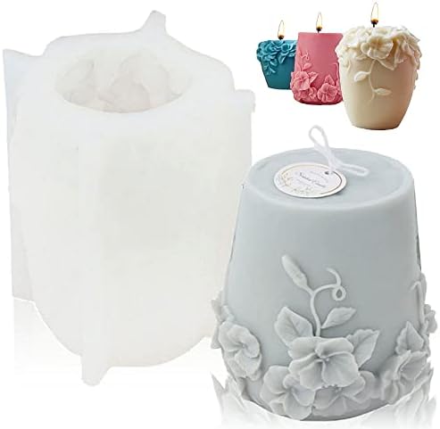 Цилиндрични свеќички за силиконски, 3Д ратан цвеќиња силиконски свеќа за свеќа за ароматерапија свеќа, рачно изработено изработка на сапун, калапи