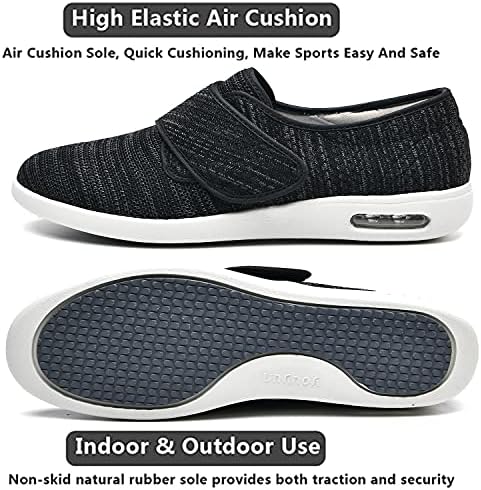 Maенски дијабетични чевли Maifif, дополнителни чевли со широка ширина со лесна дише прилагодливо затворање патики за одење за дијабетичари, стари лица, отечени нозе