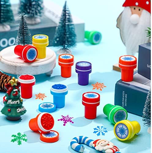 Skylety 60 парчиња Зимски марки Снегулки марки пластични обоени марки разновидни печатници за снегулка за картички што ги создаваат Божиќните забави, 6 стилови