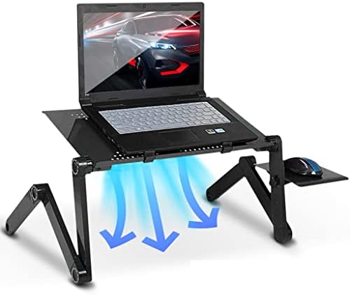 Shypt Cooling Laptop Desk Protable Прилагодливо преклопување на компјутерска биро за стоп ТВ кревет компјутер Стенд со подлога на глувчето