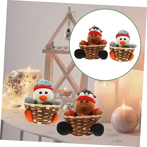 АМОСФУН 2 ПЦС Божиќни подароци за порибување на корпи за порибување ЕБТ ткаени послужавник со зеленчук фиока снежен човек бонбони држачи