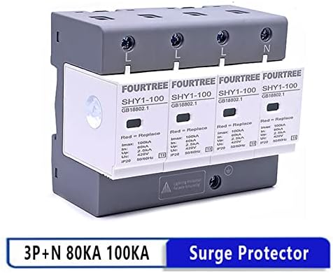 DJDLFA 1PCS House Moilning Protection Arserster Surge Protector AC 3P+N 40 ~ 80Ka 60Ka ~ 100KA 385V 420V SPD SPD Заштита со