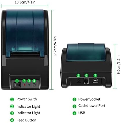 ZHUHW 58mm USB Termal Abition Printer Printer Бил Билет со голема брзина Под печатач Поддршка за готовина фиока за фиока за ESC/POS PRINT