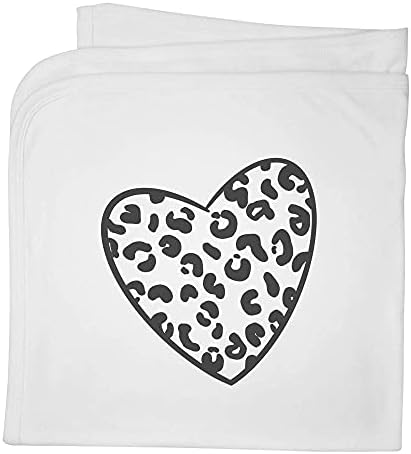 Azeeda 'Leopard Print Heart' Памучно бебе ќебе/шал