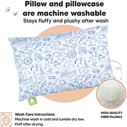 Keababies Toddler Pillow со перница и перница за мали деца за перница од 13x18 - 13x18 меки органски памучни перници за дете за