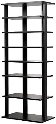 Igsy 7 Tier вертикална полица за складирање на решетки за чевли за влез, црна боја