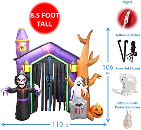 Два пакет украси за забави за Ноќта на вештерките, вклучува 6,5 стапала високи осветлени Ноќта на вештерките на надувување без глава