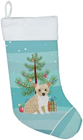 Богатства на Каролина WDK3191CS Yorkie Parti Божиќ Божиќно порибување, камин виси чорапи Божиќна сезона забава Декорации за семејни празници,