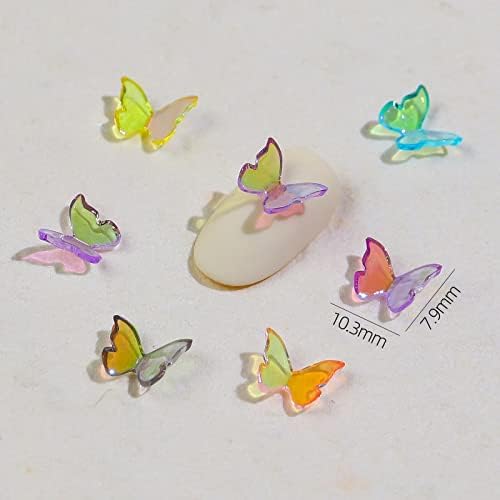 1box3d Aurora акрилна пеперутка нокти смола шарми мешани бои мраз чисти про transparentирни украси за дизајн на нокти за дизајн -8 * 10мм