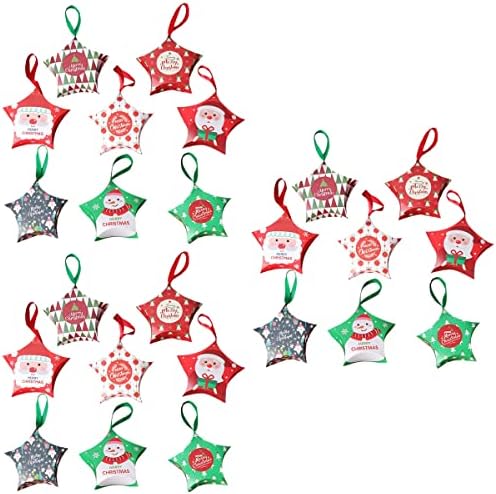 Партикиндом 3 Комплети 8 Парчиња Хартиени Кутии Ѕвезда Облик Бонбони Кутии Божиќни Украси Подароци Орнаменти