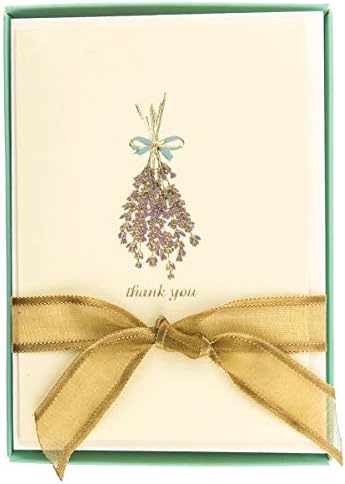 Graphique lavender la petite presse boxed notecards - 10 украсени златни фолија што висат лаванда белешки со коверти за појавување,