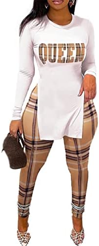 Г -динсис 2 парчиња облека за жени со краток ракав од страна на странични кошули со пулвер и панталони со високи половини со високи