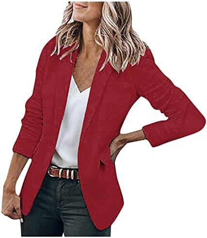 Плус големина блејзер јакна за жени солиден туничен палто деловно работење мода за надворешна облека, едноставни блејзери со