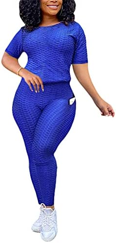 Хафаилија облека со две парчиња за жени - текстурирани тренерки за џогирање костуми за тренингот поставува маички врвови на јога хеланки со џебови