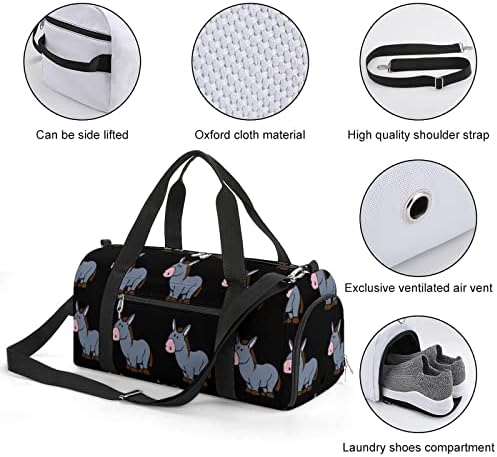 Симпатична шема на магариња патувања дуели торба за садини за седмици торби спортски салата за чанти патувања со чевли за жени за жени мажи