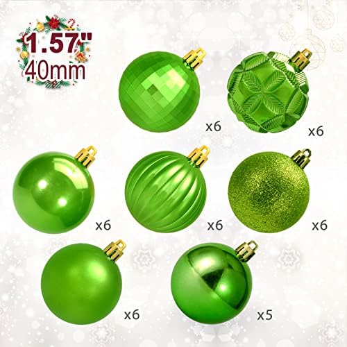 ZHMTANG 41CT Мали Божиќни топки ShatterProof висат украси поставени за орнаменти од венец од дрво