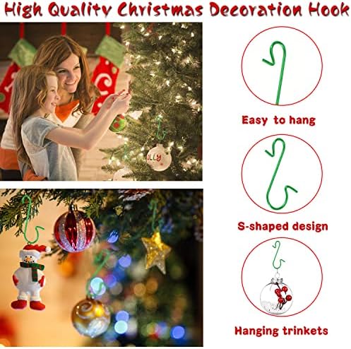 100 парчиња куки за божиќни украси, куки за Божиќ метални жици куки тешки украси во облик на украси за орнал