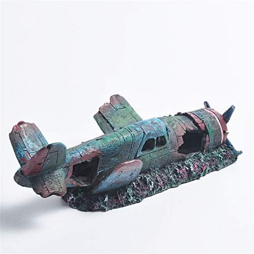 Justinlau смола Аквариум Воен громови борбени авионски авион, уништени аквариум риба резервоар украс