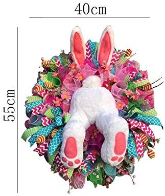Сезонски венци од врата Велигденски зајаче задник со уши цртано зајаче форма на симпатична украси за украси, велигденски венец