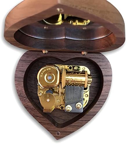 Binkegg Play [Let It Go] Walnut дрвена музичка кутија во форма на срце со музичко движење „Санкио“