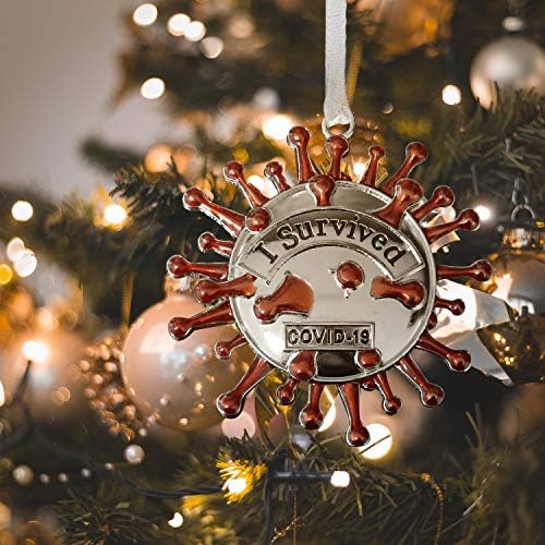 Празничен џингл го преживеав Божиќниот украс - Смешен украс што преживеав - Исклучителна занаетчиска елка украс - Вклучува сребрена лента