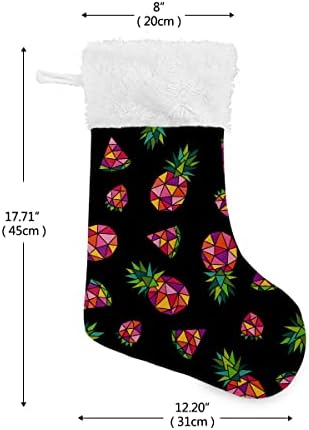 Божиќни чорапи Геометриски розов ананас црна бела плишана манжетна манжетна мерцеризирана кадифена семејна празник персонализиран голем
