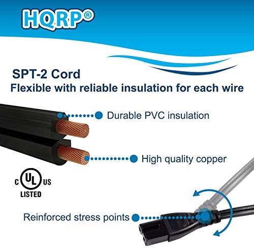 HQRP AC Power Cord Compatible with Haier LE32F32200B LE39F32800A LE42F2280B LE46A2280 LE46A2280A LE46F2280A LE46F2280C LE55F32800A LE55F32800B