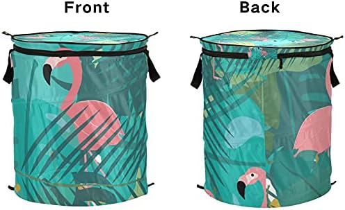 Тропски фламинго се појавуваат алишта за алишта со патент за патент, преклопна корпа за перење со рачки што може да се сруши за складирање