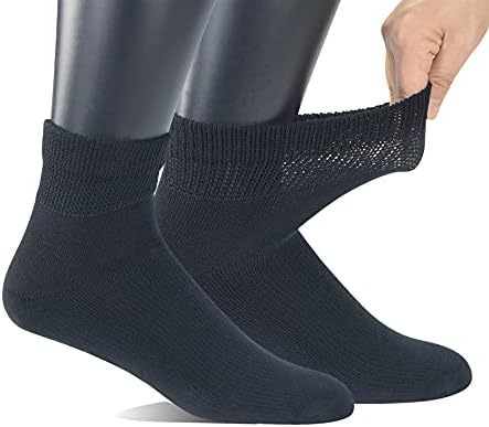 Јоманмамор Менс 5 пара памучен глужд Беспрекорен дијабетични чорапи перничиња за компресија со необврзувачки врв